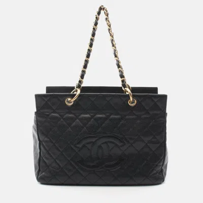 Pre-owned Chanel Matelasse Black Caviar Leather Tote Bag