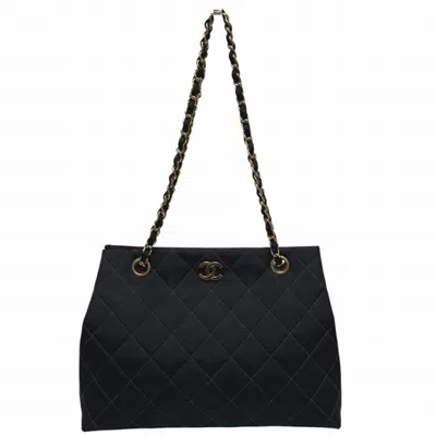 Pre-owned Chanel Matelasse Black Cotton Shoulder Bag ()