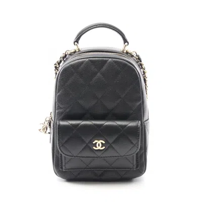 Pre-owned Chanel Matelasse Black Grained Calfskin Backpack ()