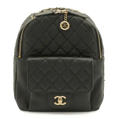 Pre-owned Chanel Matelasse Black Grained Calfskin Backpack ()