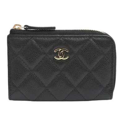 Pre-owned Chanel Matelasse Black Grained Calfskin Coin Purse/coin Case ()