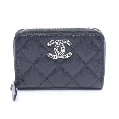 Pre-owned Chanel Matelasse Black Grained Calfskin Coin Purse/coin Case ()