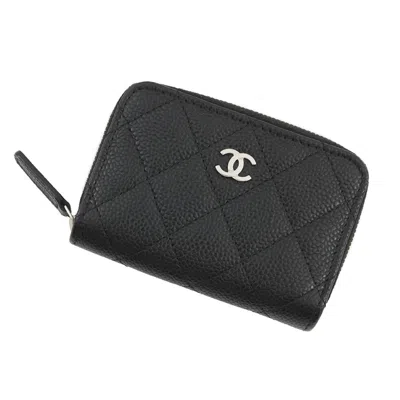 Pre-owned Chanel Matelasse Black Grained Calfskin Coin Purse/coin Case ()