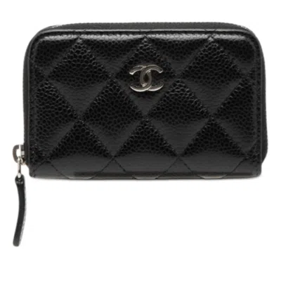 Pre-owned Chanel Matelasse Black Grained Calfskin Coin Purse/coin Case ()