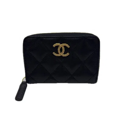 Pre-owned Chanel Matelasse Black Grained Calfskin Coin Purse/coin Case ()