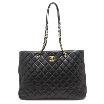 Pre-owned Chanel Matelasse Black Grained Calfskin Tote Bag ()