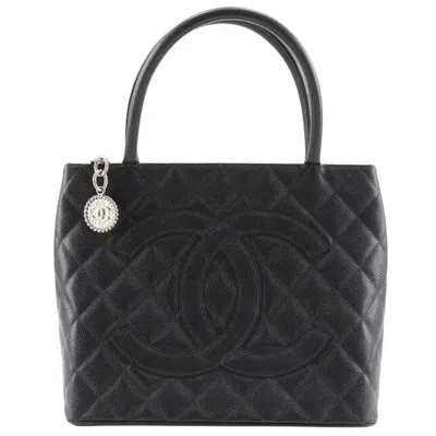 Pre-owned Chanel Matelasse Black Grained Calfskin Tote Bag ()