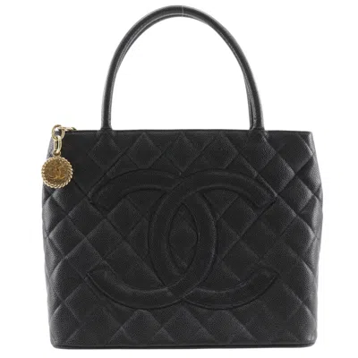Pre-owned Chanel Matelasse Black Grained Calfskin Tote Bag ()