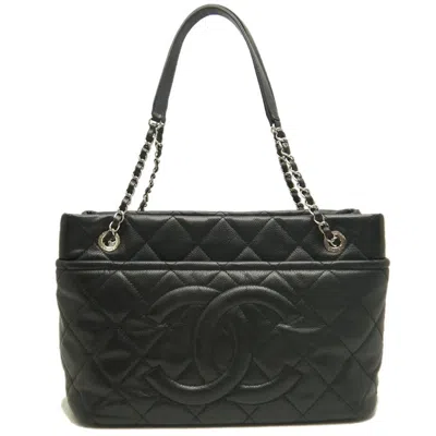 Pre-owned Chanel Matelasse Black Grained Calfskin Tote Bag ()