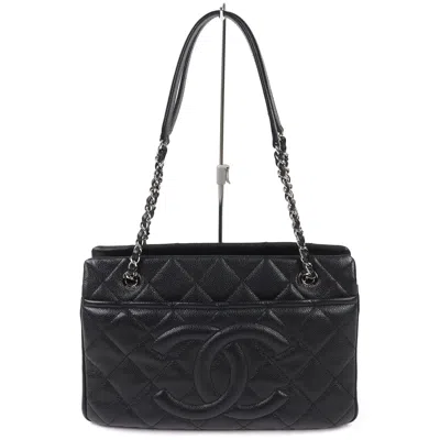 Pre-owned Chanel Matelasse Black Grained Calfskin Tote Bag ()