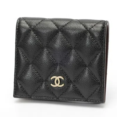 Pre-owned Chanel Matelasse Black Grained Calfskin Wallet (bi-fold) ()