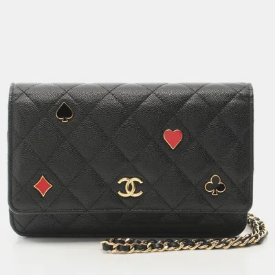 Pre-owned Chanel Matelassé Black Lambskin Crossbody Chain Shoulder Bag Ghw