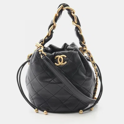 Pre-owned Chanel Matelasse Black Lambskin Ghw Crossbody Chain Shoulder Bag