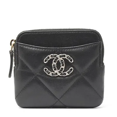 Pre-owned Chanel Matelasse Black Leather Coin Purse/coin Case ()