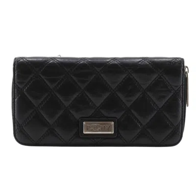 Pre-owned Chanel Matelasse Black Leather Long Wallet (bi-fold) ()