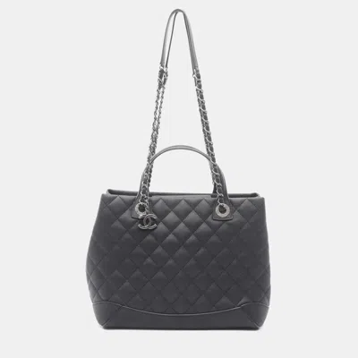 Pre-owned Chanel Matelasse Black Leather Tote