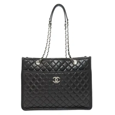 Pre-owned Chanel Matelasse Black Leather Tote Bag ()