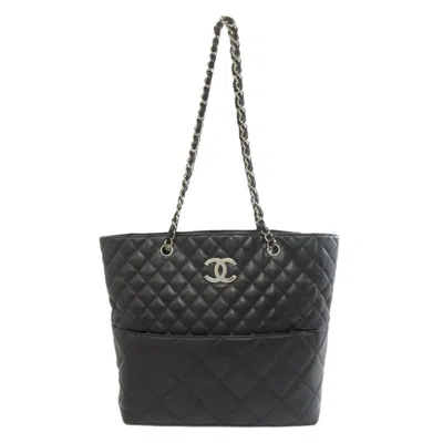 Pre-owned Chanel Matelasse Black Leather Tote Bag ()