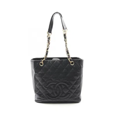 Pre-owned Chanel Matelasse Black Leather Tote Bag ()