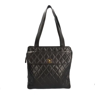 Pre-owned Chanel Matelasse Black Leather Tote Bag ()