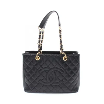 Pre-owned Chanel Matelasse Black Leather Tote Bag ()