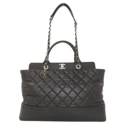 Pre-owned Chanel Matelasse Black Leather Tote Bag ()