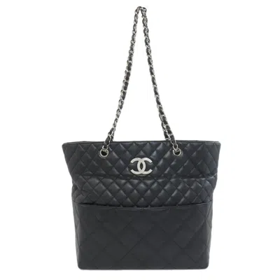 Pre-owned Chanel Matelasse Black Leather Tote Bag ()