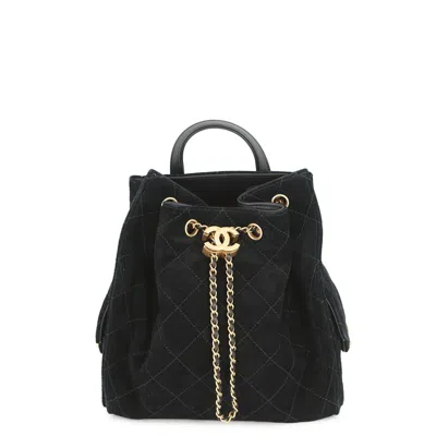 Pre-owned Chanel Matelasse Black Suede Leather Backpack ()