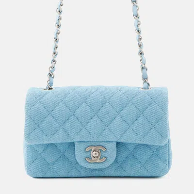 Pre-owned Chanel Matelasse Blue Denim Mini Chain Shoulder Bag