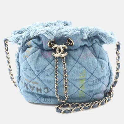 Pre-owned Chanel Matelasse Blue Denim Small Bucket Shoulder Bag