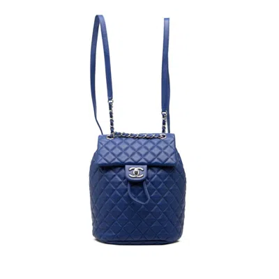 Pre-owned Chanel Matelasse Blue Leather Backpack ()