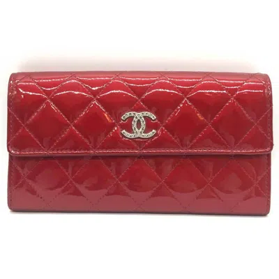 Pre-owned Chanel Matelasse Bordeaux Wine Leather Long Wallet (bi-fold) () In Bordeaux, Wine