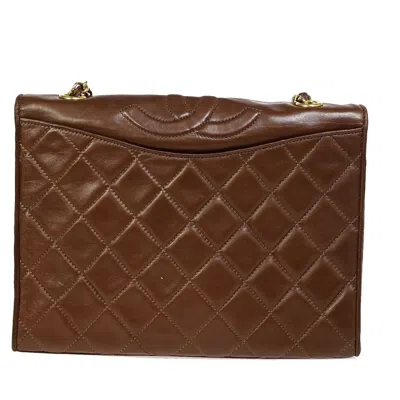 Pre-owned Chanel Matelassé Brown Leather Shoulder Bag ()