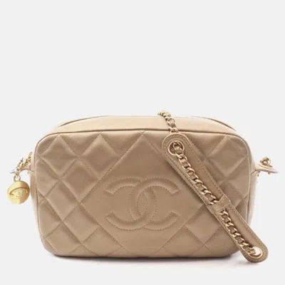 Pre-owned Chanel Matelasse Camera Shoulder Bag Lamb Skin Sheep Leather Ghw Cc In Gold
