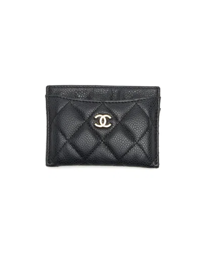 Pre-owned Chanel Matelasse Card Holder In Black