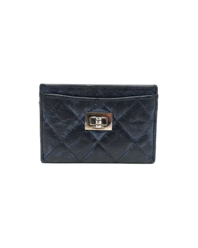 Pre-owned Chanel Matelasse Card Holder In Blue