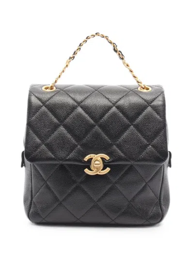 Pre-owned Chanel Matelassé Caviar Backpack In Black