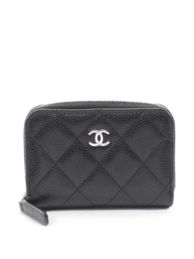 Pre-owned Chanel Matelassé Caviar Coin Purse In Black