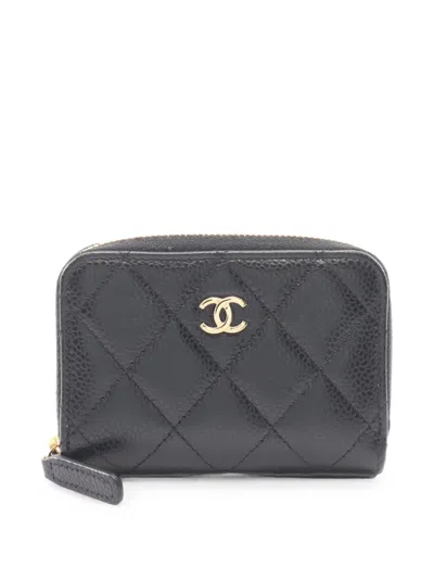Pre-owned Chanel Matelassé Caviar Coin Purse In Black