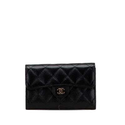 Pre-owned Chanel Matelassé Caviar Skin Wallet In Black