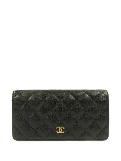 Pre-owned Chanel Matelassé Cc Flap Wallet In Black