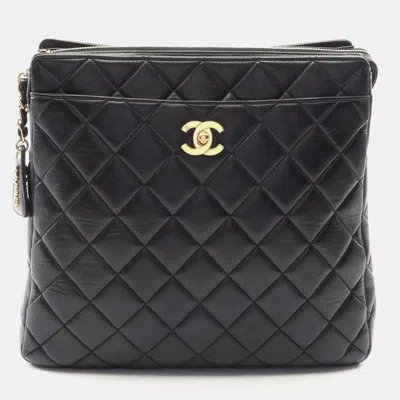 Pre-owned Chanel Matelasse Cc Square Black Lambskin Backpack Bag