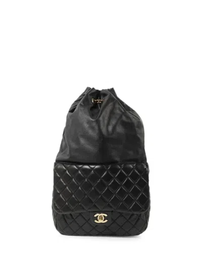 Pre-owned Chanel Matelasse Chain Backpack In Black