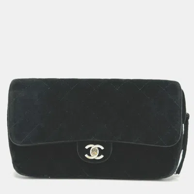 Pre-owned Chanel Matelasse Chain Backpack Velour Black