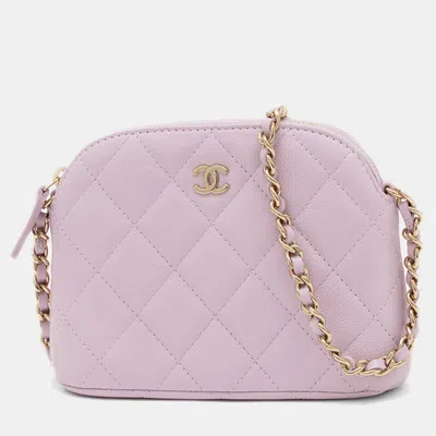 Pre-owned Chanel Matelasse Chain Clutch Bag Caviar Skin Lavender
