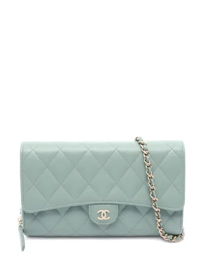 Pre-owned Chanel Matelasse Chain Cross Body Bag In Green