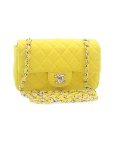 Pre-owned Chanel Matelasse Chain Flap Shoulder Bag Turn Lock Yellow Cc Auth 34513a