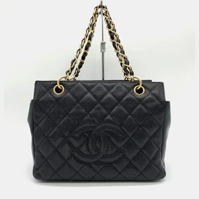 Pre-owned Chanel Matelasse Chain Handbag Coco Mark Caviar Skin Black