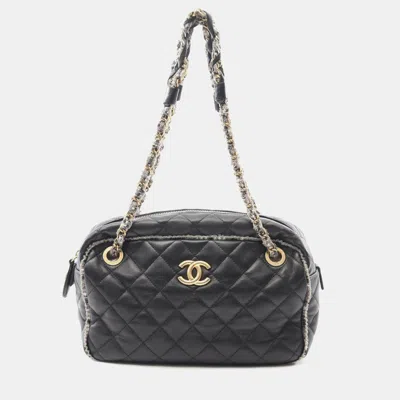 Pre-owned Chanel Matelasse Chain Shoulder Bag Lamb Leather Black Ghwcoco Cc