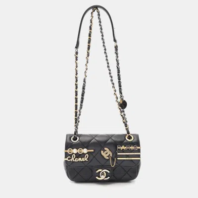 Pre-owned Chanel Matelasse Chain Shoulder Bag Lamb Sheep Leather Black